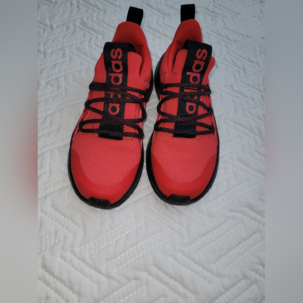 Adidas Kids Bright Red Sneakers Size 1 1/2 Like New.